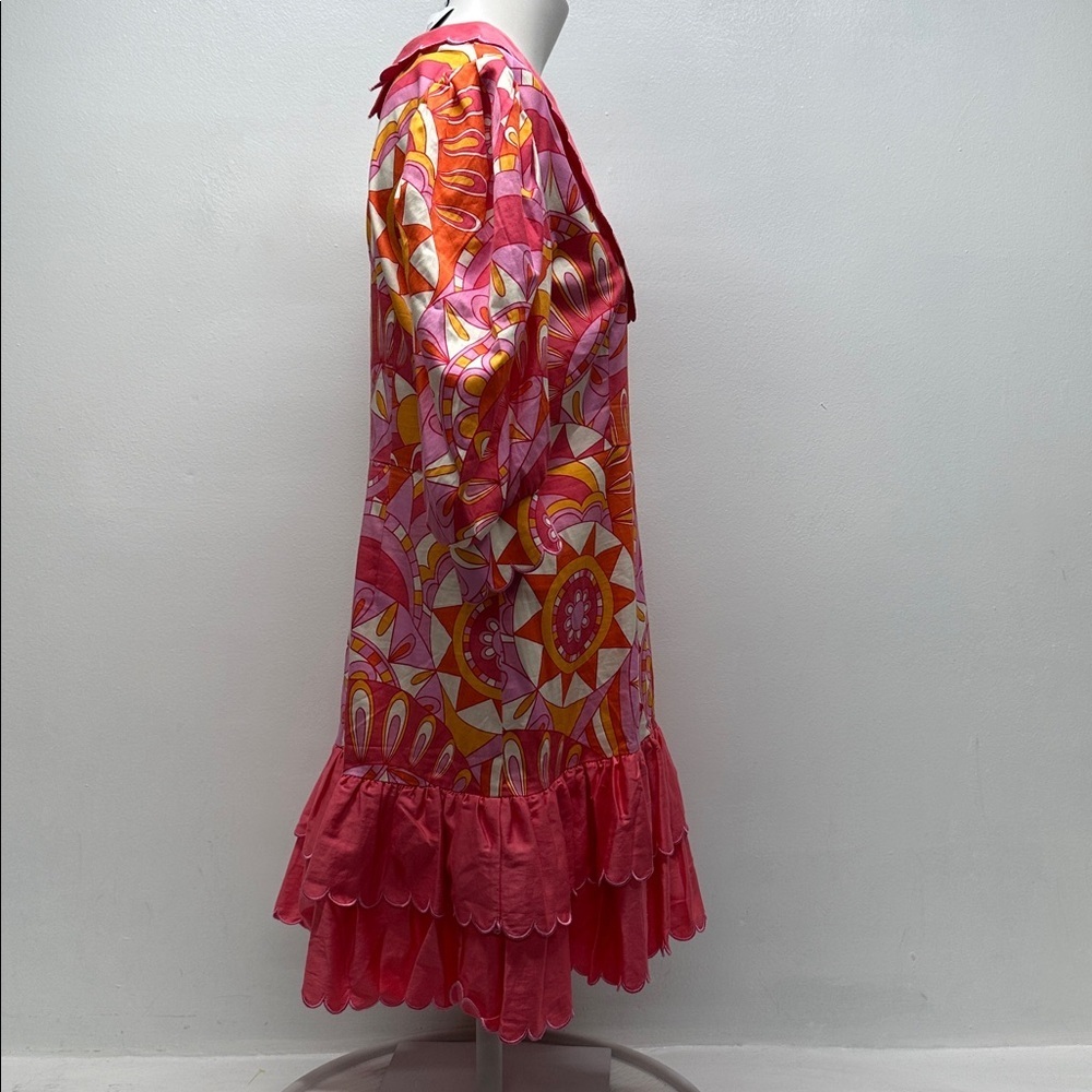 Alden Adair Piper Dress Groovy Baby Scalloped Collar Retro Paisley Pink Medium - Picture 4 of 11